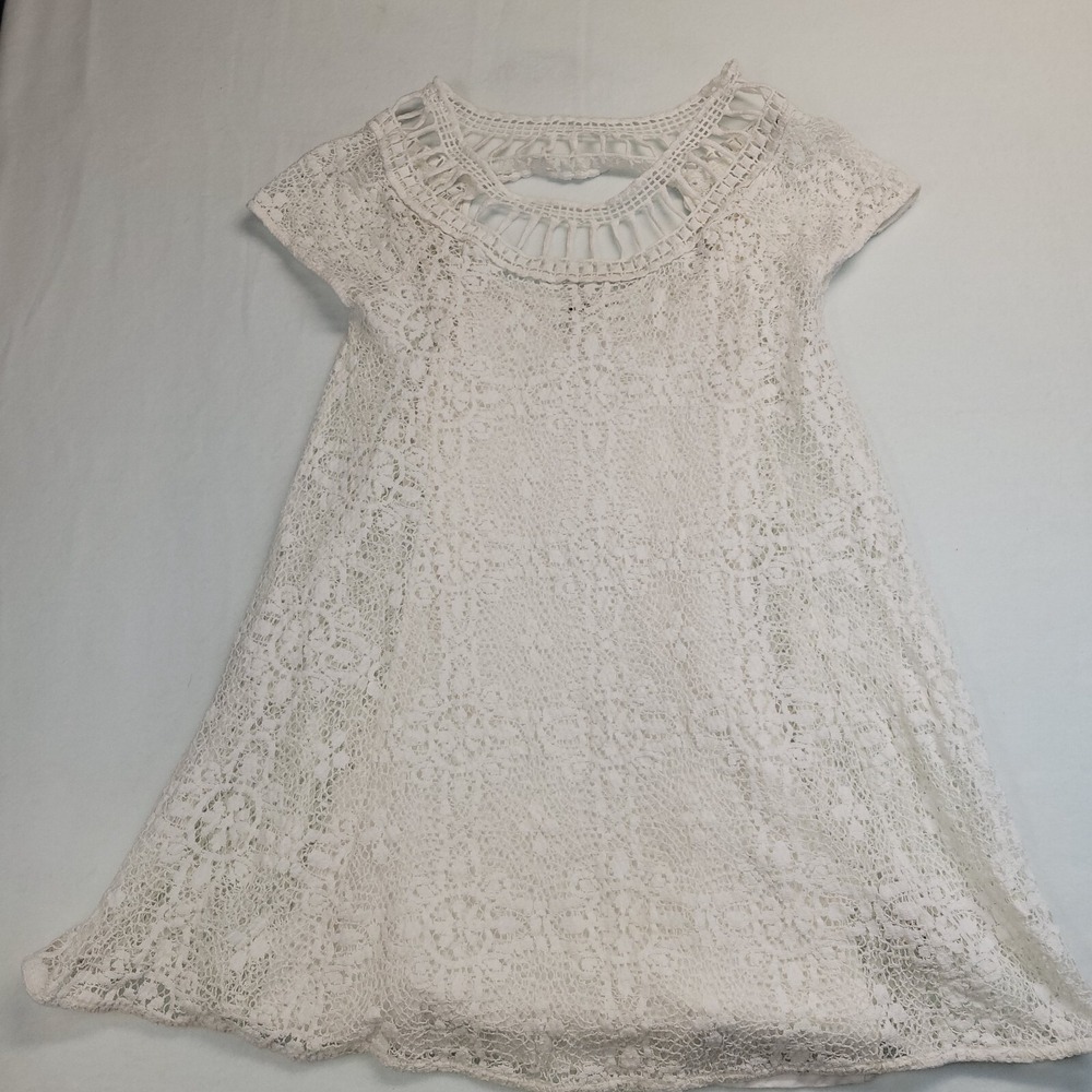 Free People‎ Womens Dress Size XS Short Sleeve White Crochet Boho Cottagecore